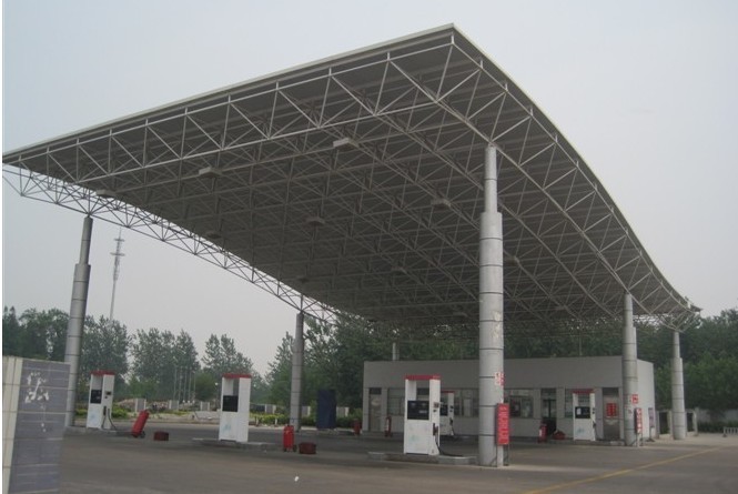 Q345 Fuel Pump Canopy 100m Service Station Canopy Rectangle 300m