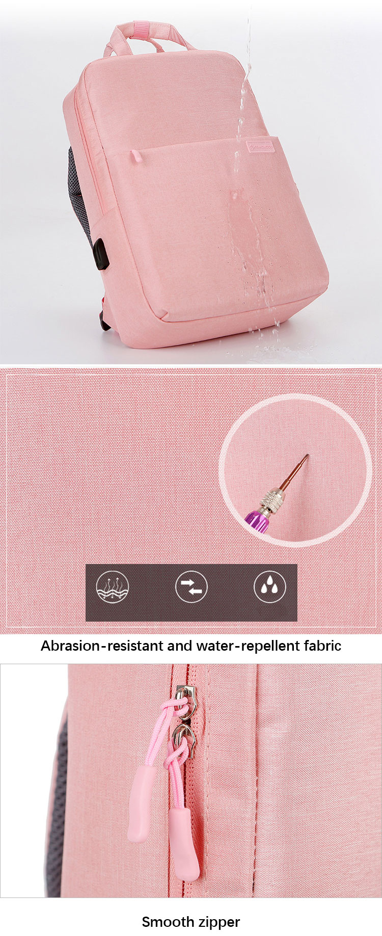 15.6" Travel Business Laptop Backpack Water Resistant Promotional Gift USB Compartment