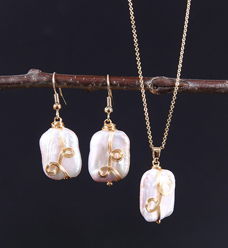 Natural Baroque Pearl necklace Natural Freshwater Baroque Pearl Pendant Necklace for Women Pearl Necklace Jewelry set