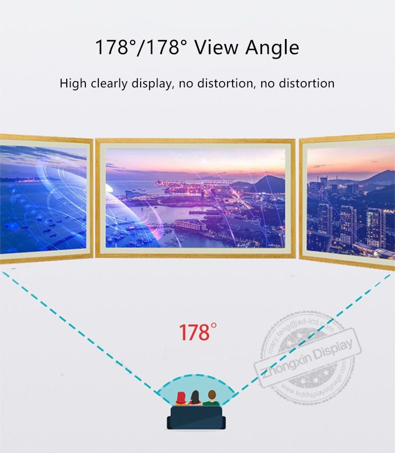 Wall Mount 43inch Wooden Art Frame LCD Display With HDMI VGA USB Connectivity And 350 Cd/M² Brightness