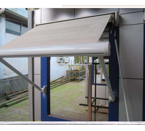 Aluminum Retractable Window Awnings Drop Arm Remote Control Deck Awnings