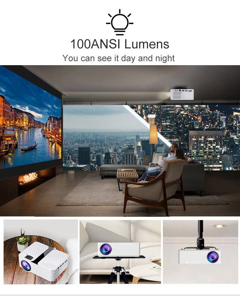 Smart Lighting LCD LED Projector Wireless Updated Video Native 4K Digital Home Movie