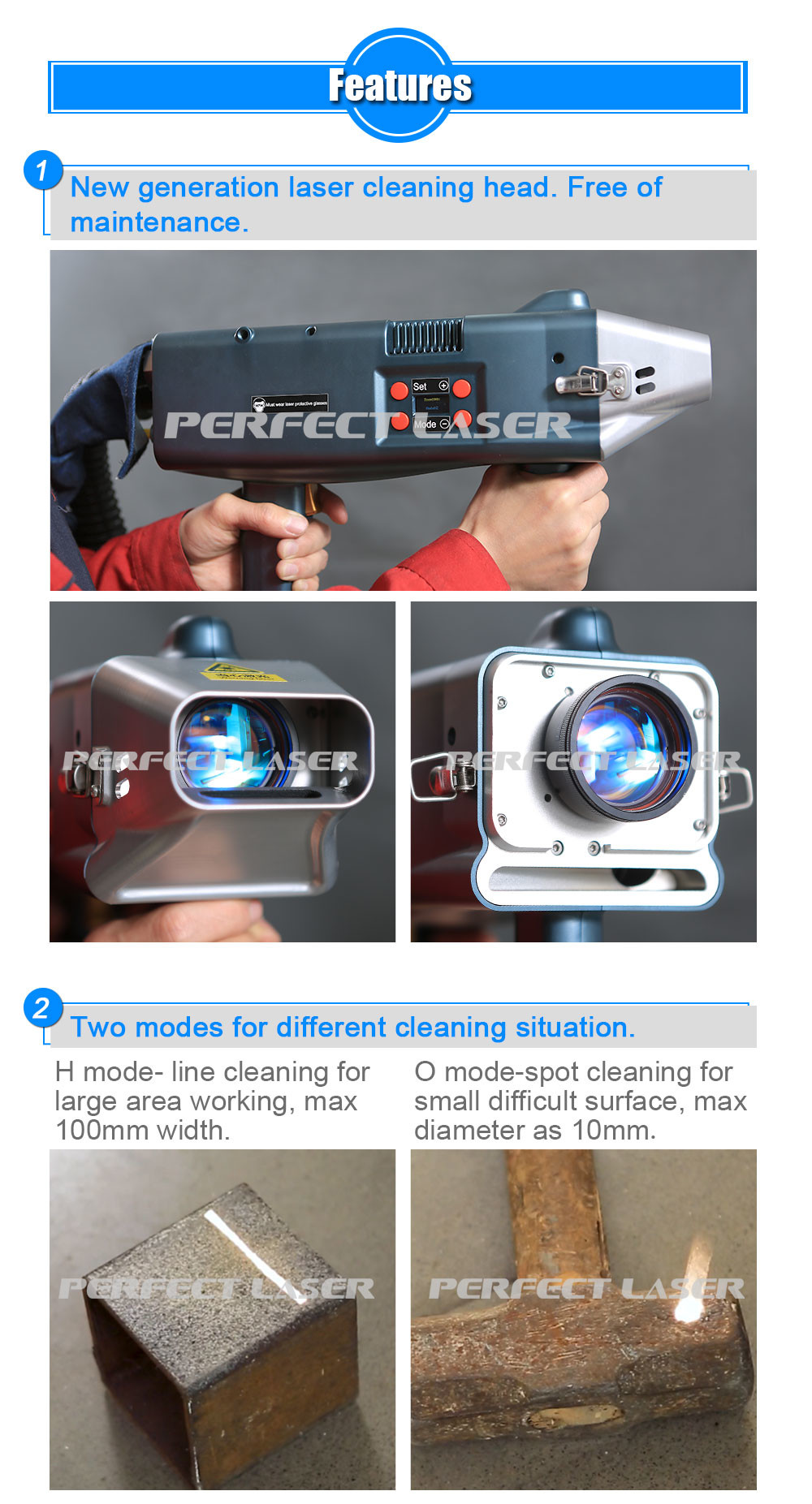 100w 200w 500w Industrial Rust Remover Machine Metal Cleaning With 9.6 Inch LCD Control Screen