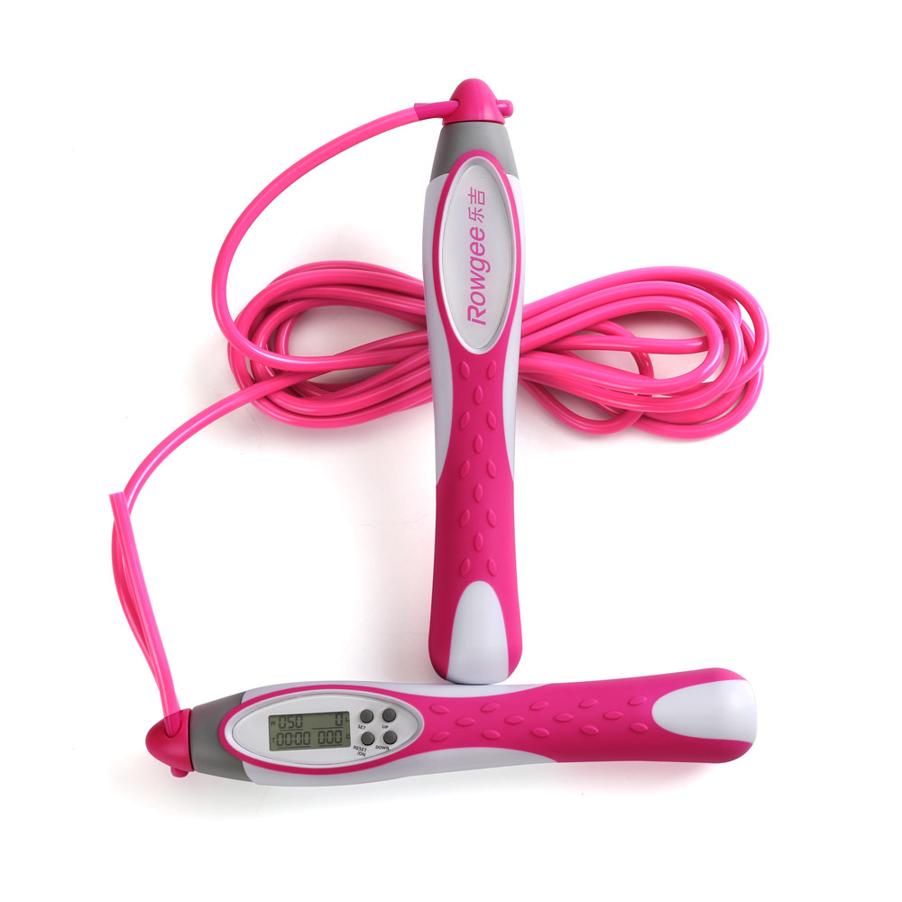 Anti Slip Handle Weighted Jump Rope Neutral Gender Pink Speed Skipping Rope