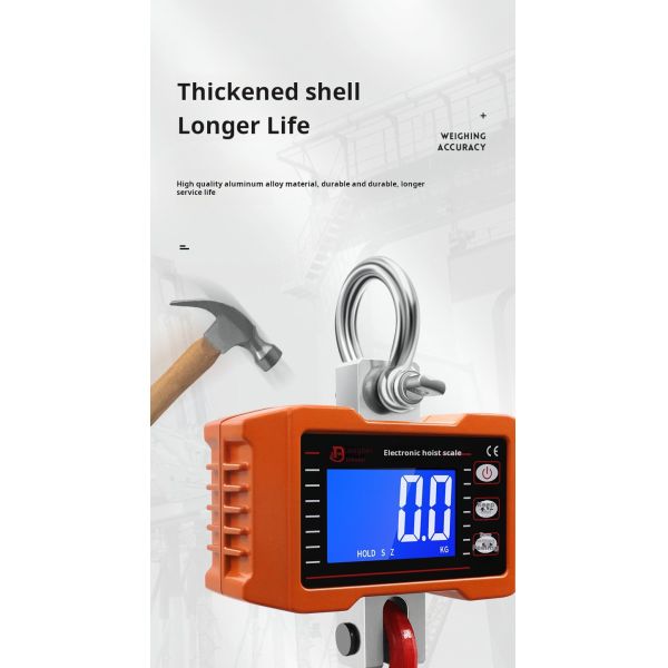 300 Kg Industrial Electronic Crane Scale with Digital LCD Display OEM Steel TCS 100kg 200kg 500kg Hook Hanging Weight Scales