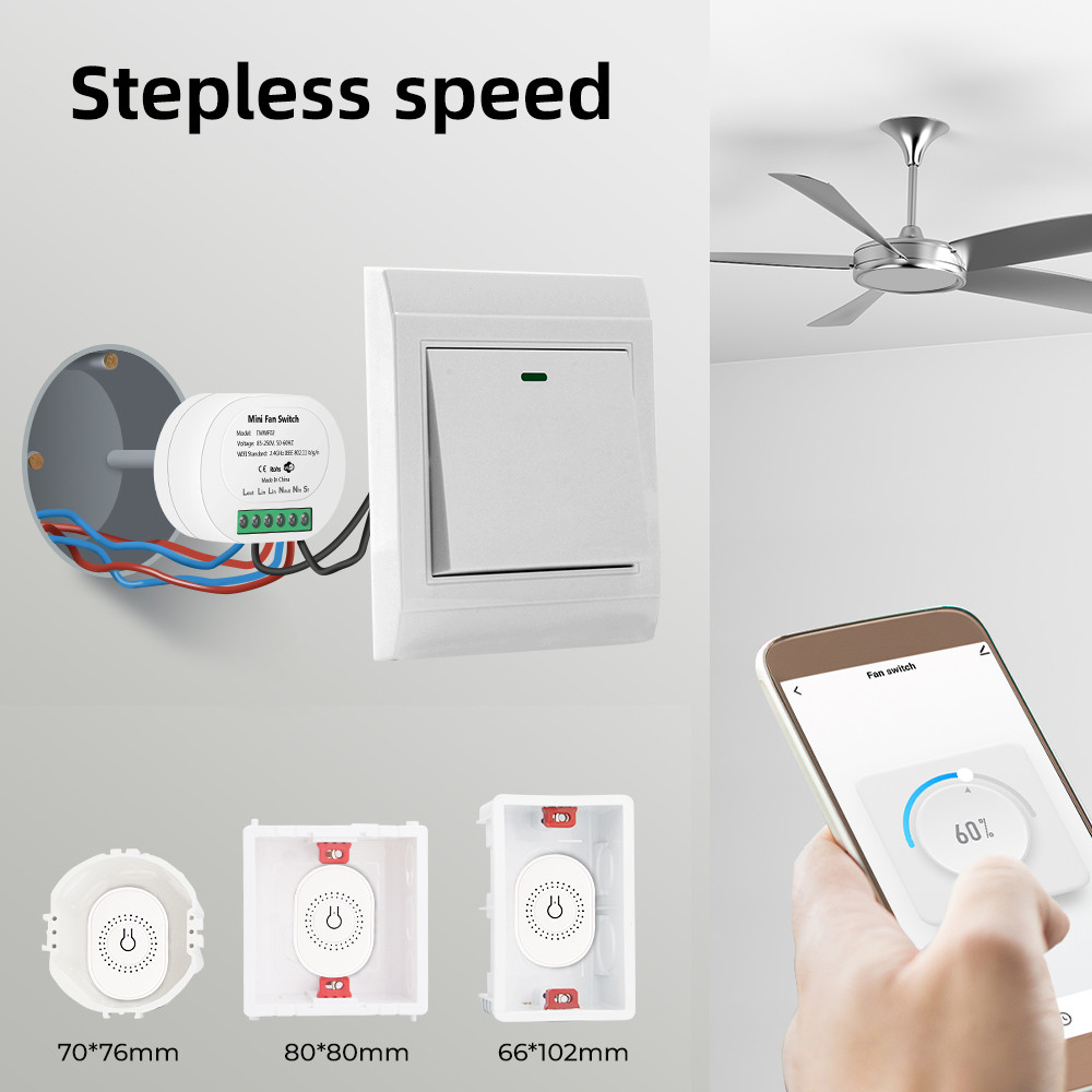 SMATRUL Tuya WiFi Smart Fan Speed Regulation DIY Mini Switch Module Remote Control Timer on Off 220V for Alexa Google Home