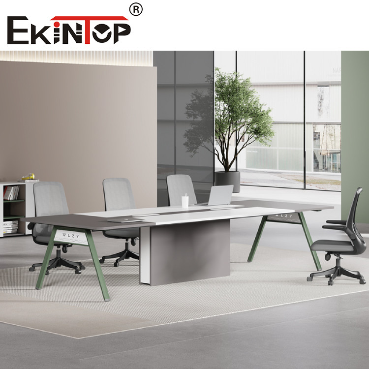Convertible Rectangular Conference Table With Wood Steel Material 4 Legs
