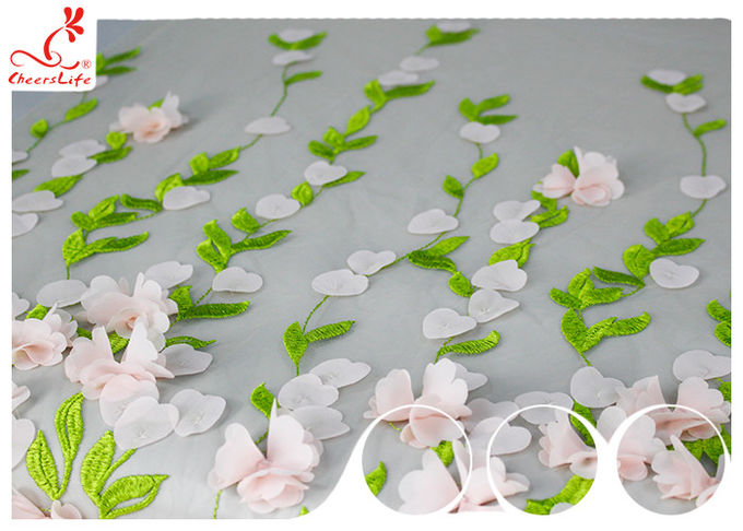 French Colorful 3D Flower Lace Fabric For Evening Dresses Azo Free