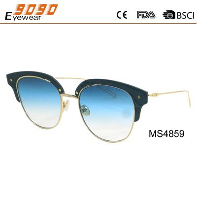 Quality 2018 new arrival metal sunglasses with a little plastic on the frame,fashion style for sale