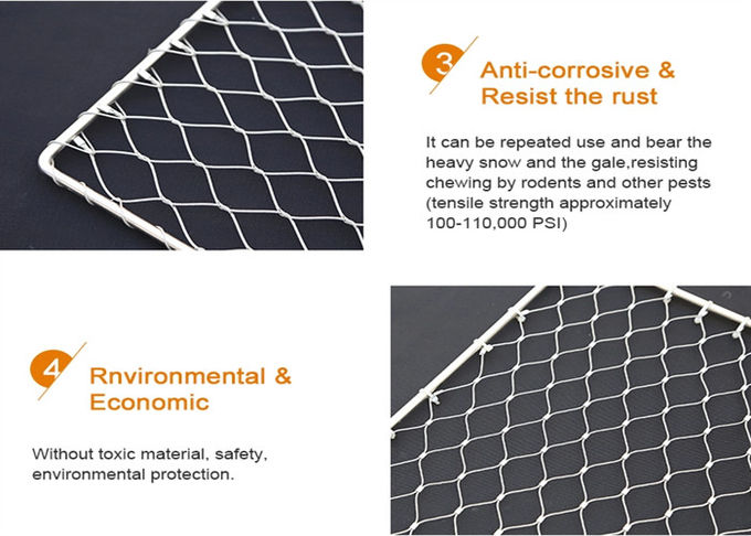 SUS316L 304 Stainless Steel Woven Wire Mesh 7x7 Protective Knitted Rope Mesh For Balcony