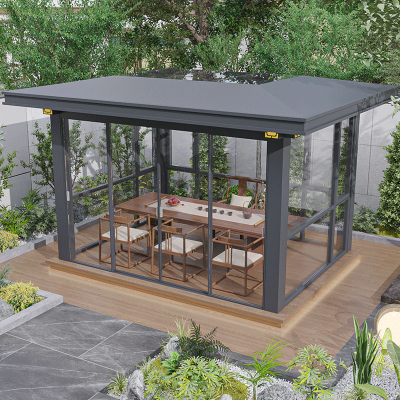 Metal Type Aluminium Alloy Louver Turning Sunroom Gazebo for Courtyard and Garden Sun Protection
