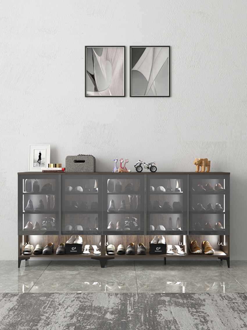 15mm MDF Wooden Large Capacity Shoe Cabinet Rack Heatproof Woodgrain