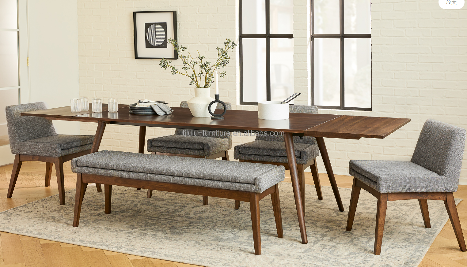 Mail Packing Nordic Modern Wood Structure Fabric Dining Chair For Restaurant Hotel Rubber Wood Frame