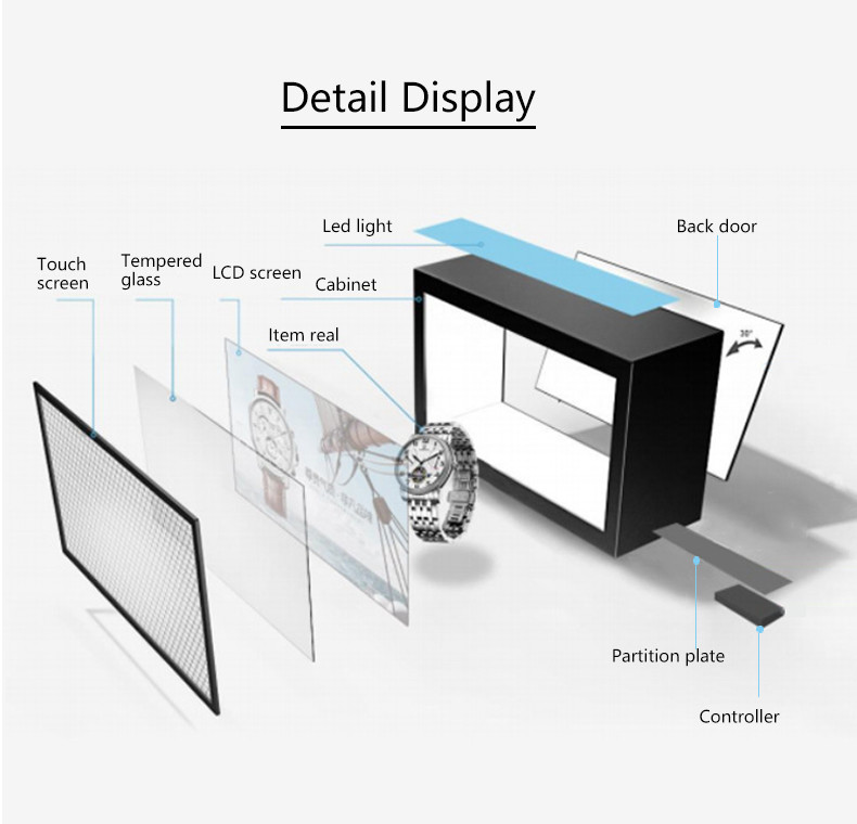 Capacitive Touch Wall Hanging 23.6" 3D Transparent Monitor Lcd Display For Media