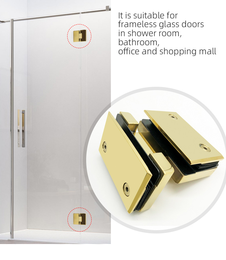 Acrylic Tray 180 Degree Gold Shower Hinge for Double Side Glass to Glass Benefit