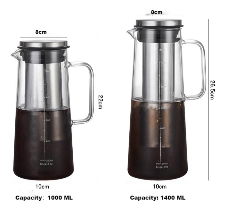 Stainless Steel Filter Iced Tea Coffee Pot with Large Capacity and Exquisite Design