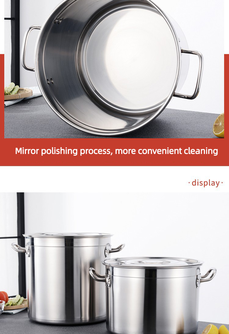Wholesale Top Seller Kitchen Cooking Soup Ware Induction Stainless Steel 201 Cookware Stock Pot
