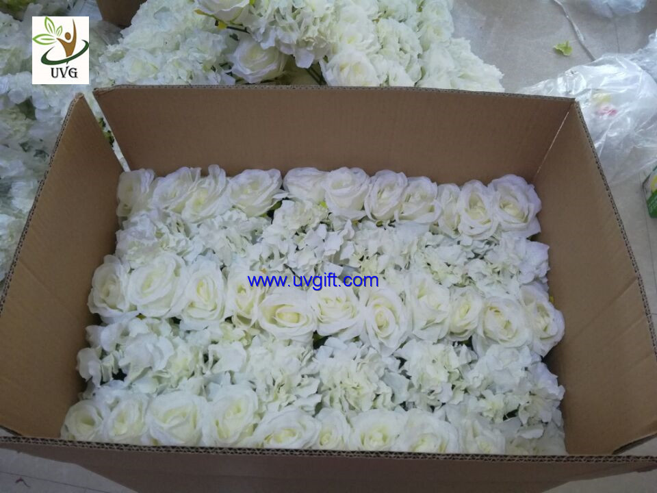 UVG fashionable artificial flower mat carpet in roses and hydrangeas for wedding backdrop wall decoration CHR1136