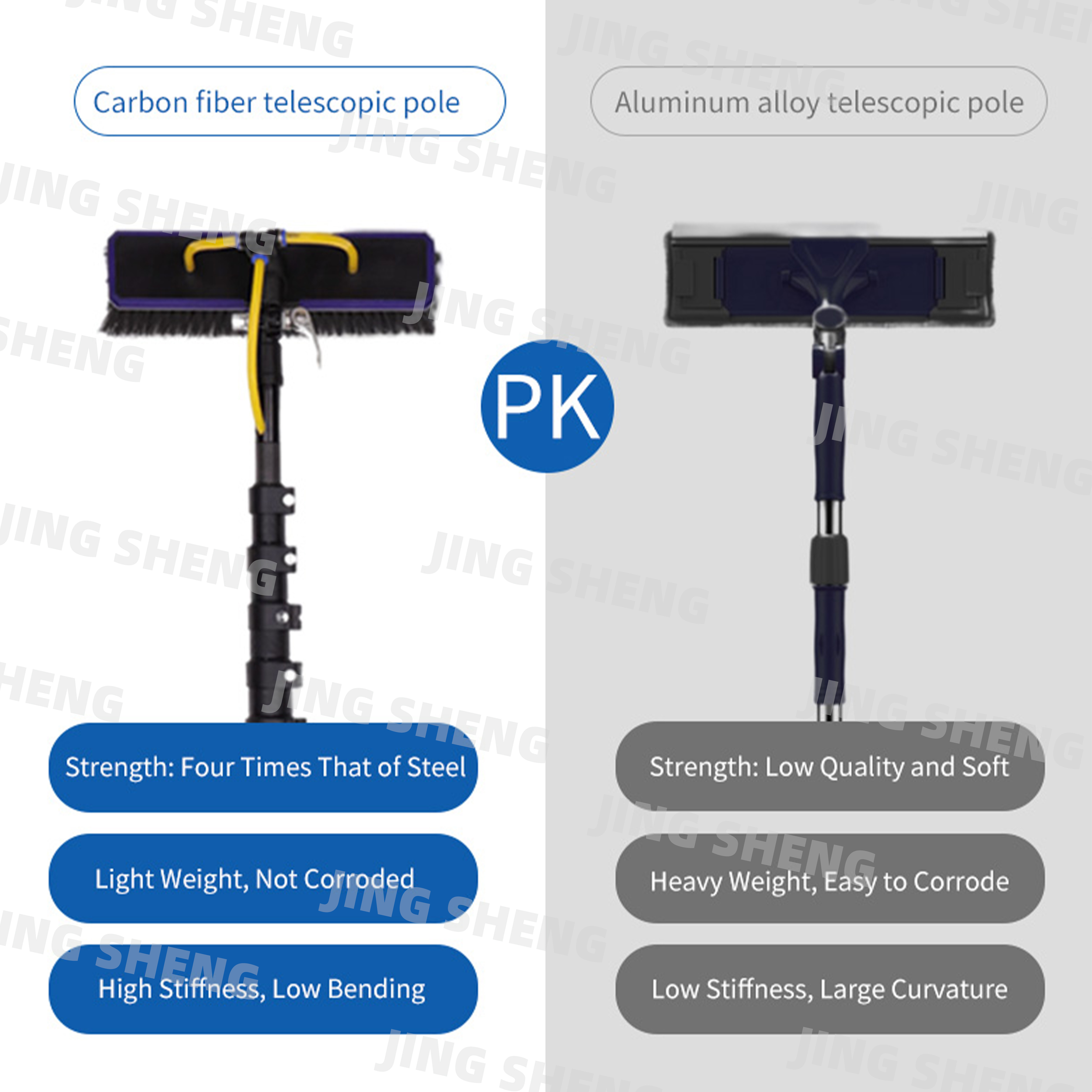 33ft Carbon Fiber Water Fed Pole For High-rise Windows Easy To Use ODM