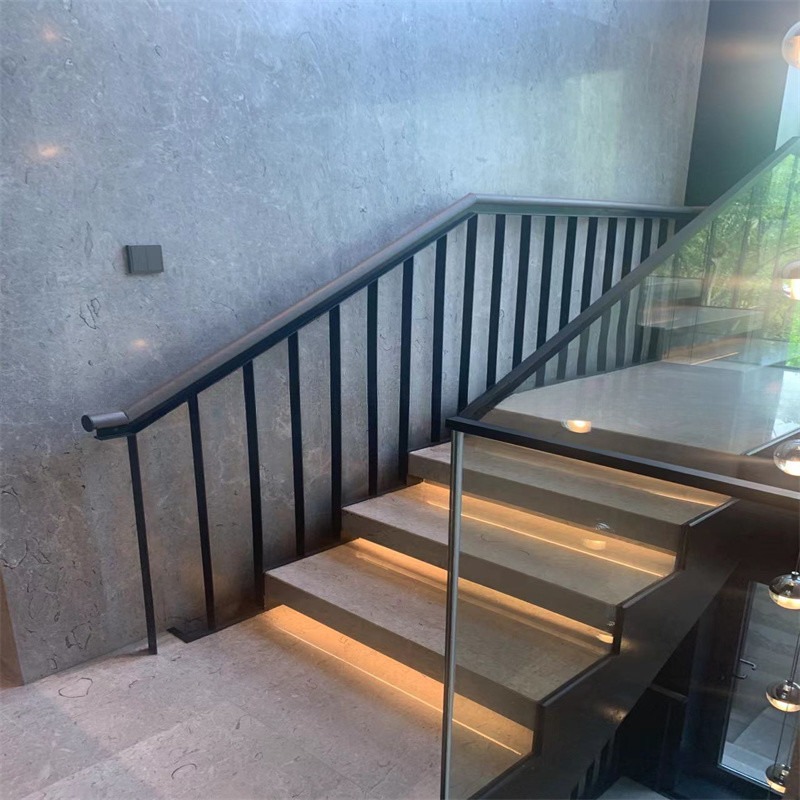 Modern Wrought Iron Stair Handrail Indoor Railing Balusters U Channel