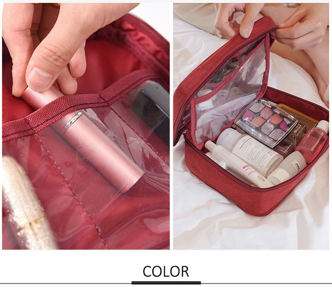 China Supplier Custom Square Cosmetic Toiletry Bag With Zipper