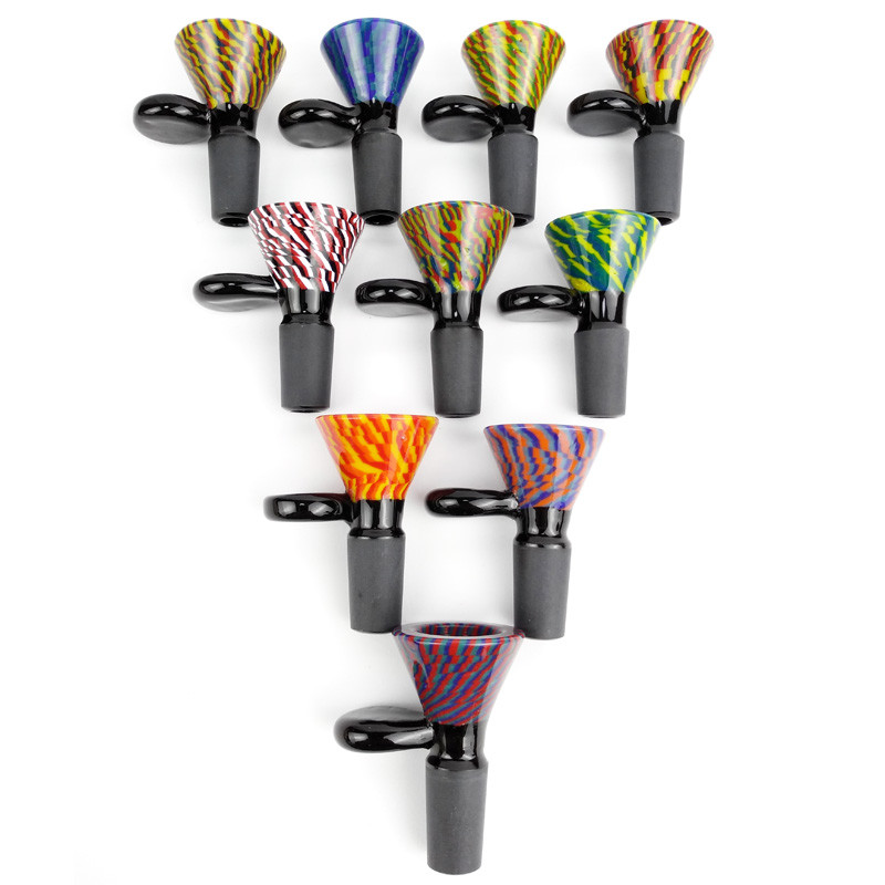14mm Male Wig Wag Borosilicate Glass Bong Bowl With Handle For Tobacco