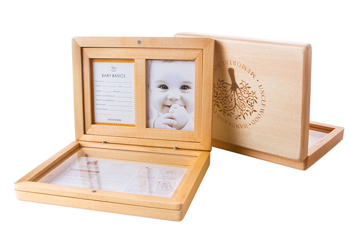 Souvenir Gift Baby keepsake Box , Solid Wood Baby Hand And Footprints Photo Frame