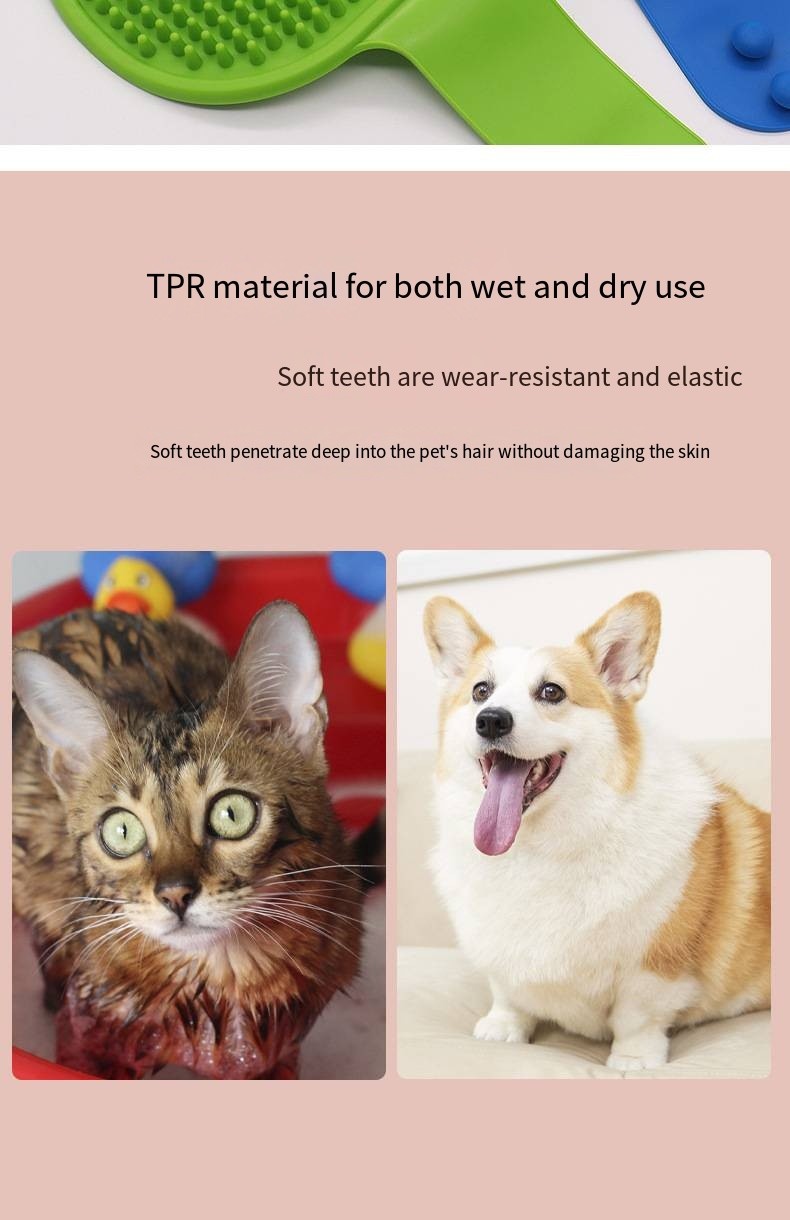 Pet TPR Bath Brush Dog Wet And Dry Bath Massage Brush Cat Cleaning Shampoo Glove