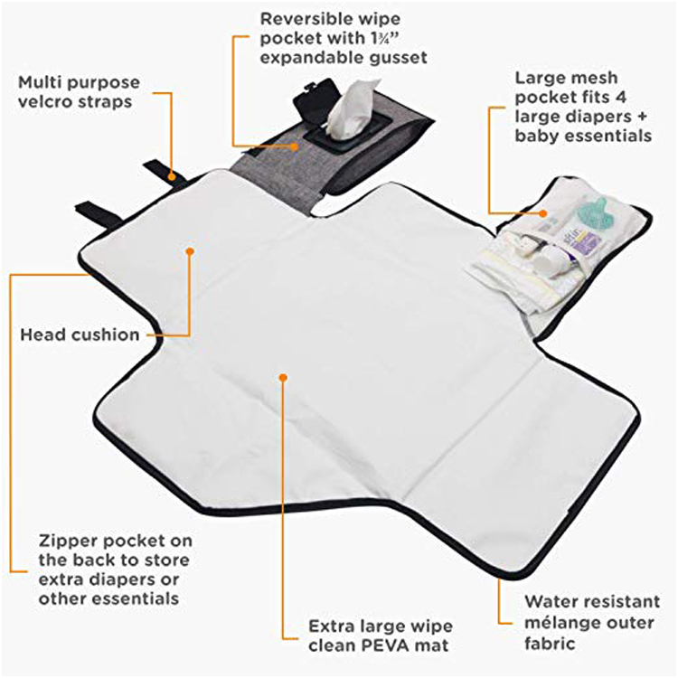 Reusable Baby Wet Bag Front Wipe Pocket Head Cushion Hugh Space For Essentials
