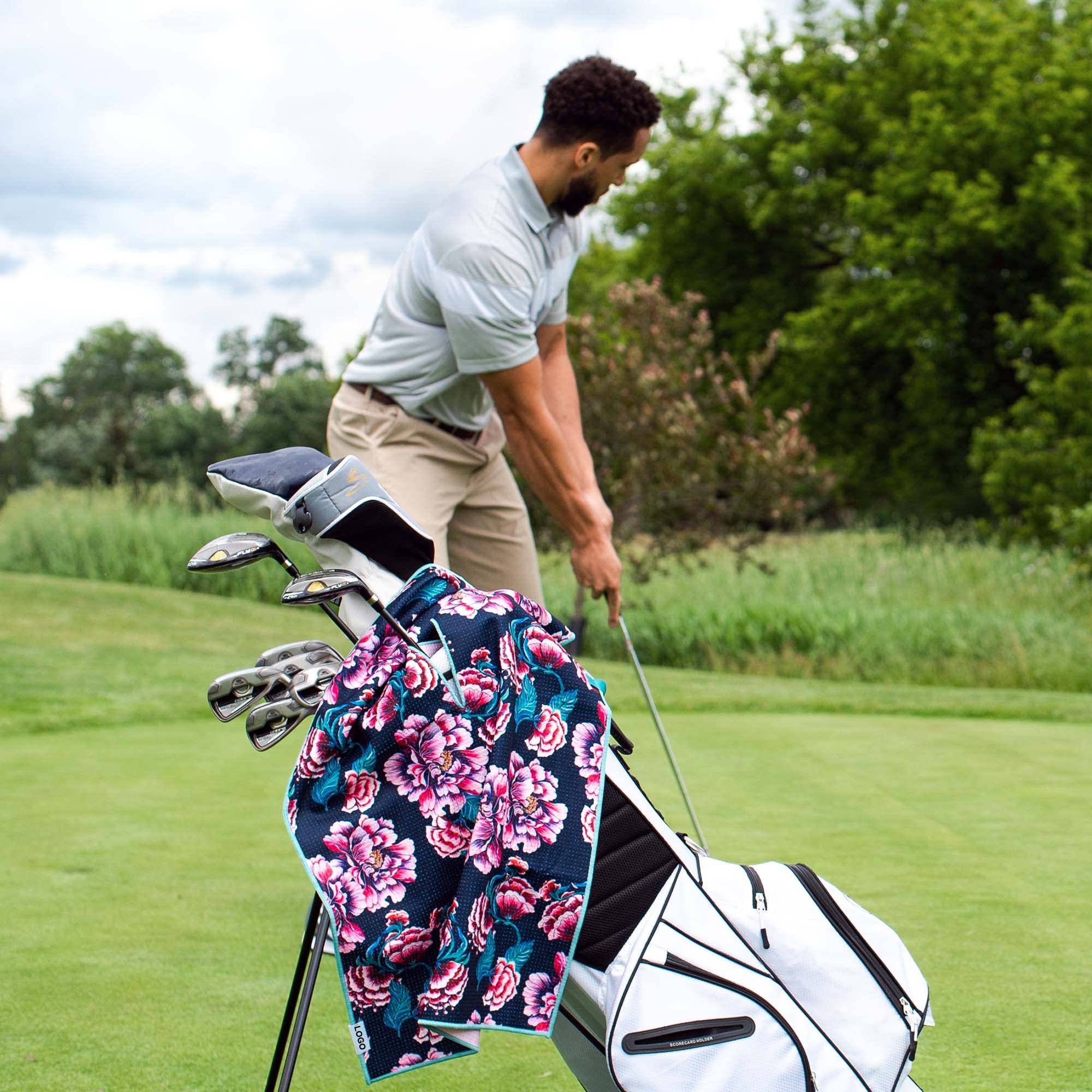 Personalised Custom Sublimation Printed Microfiber Waffle Golf Towel Custom Logo With Grommet And Hook