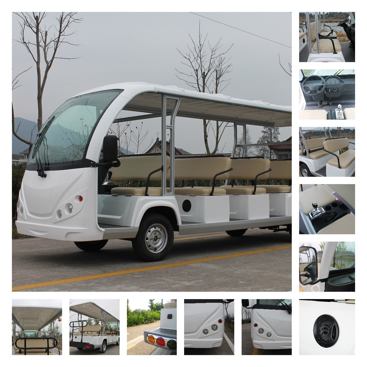 Customized Mini Electric Sightseeing Cars Four Wheels With Hydraulic Braking System