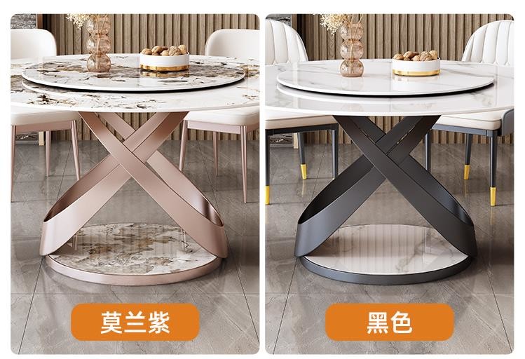 Light Luxury Modern Marble Round Table With Turntable Household Dining Table