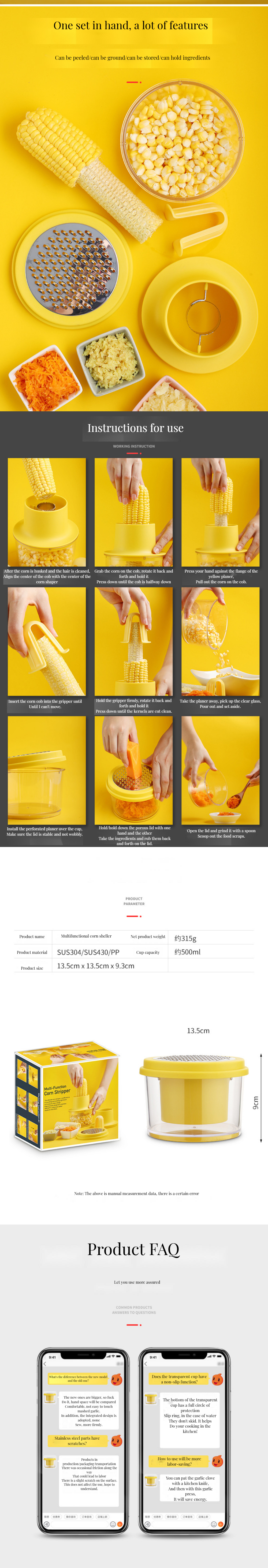 Home Kitchen Stainless Steel Corn Thresher Food Grinder Manual Vegetable Prep Tools