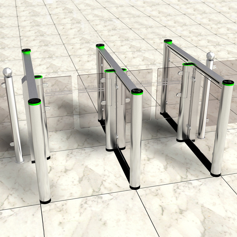 Glass Fastlane Turnstile Barcode Scanner / Card Reader Security Turnstile Gate