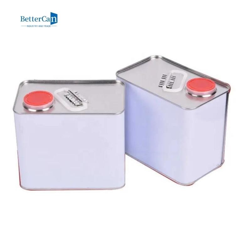 Pressure Cap Square Tin Can 2L Square Empty Paint Tin For Thinner Chemical
