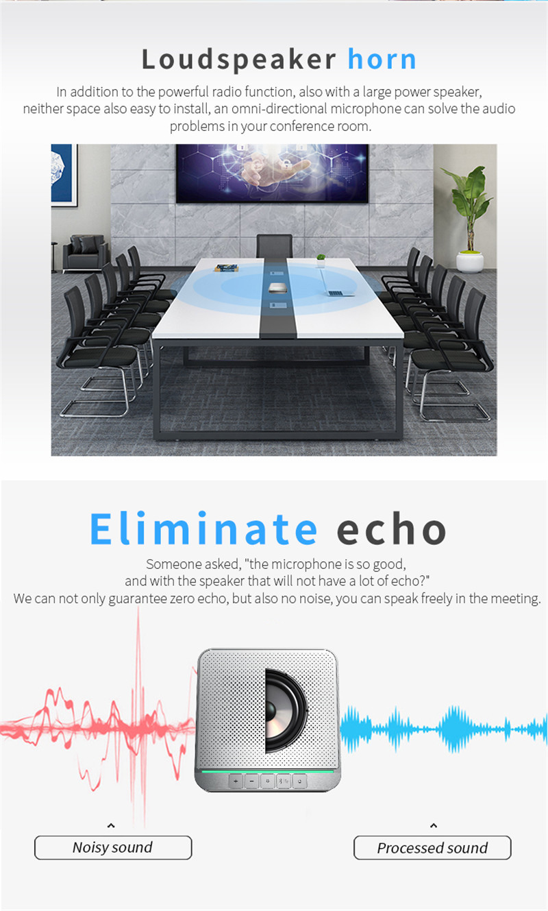 USB2.0 Bluetooth Video Conference Omnidirectional Microphone Echo Elimination Noise Reduction DSP Mute Speakerphone Mirc