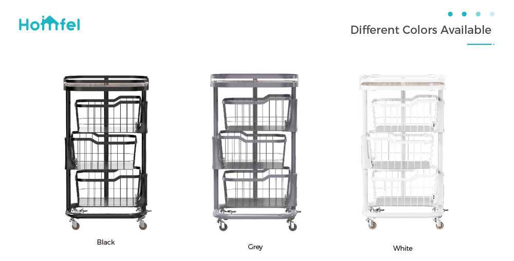 Multifunctional Metal Storage Trolley , Kitchen Rotating Trolley Three Layer