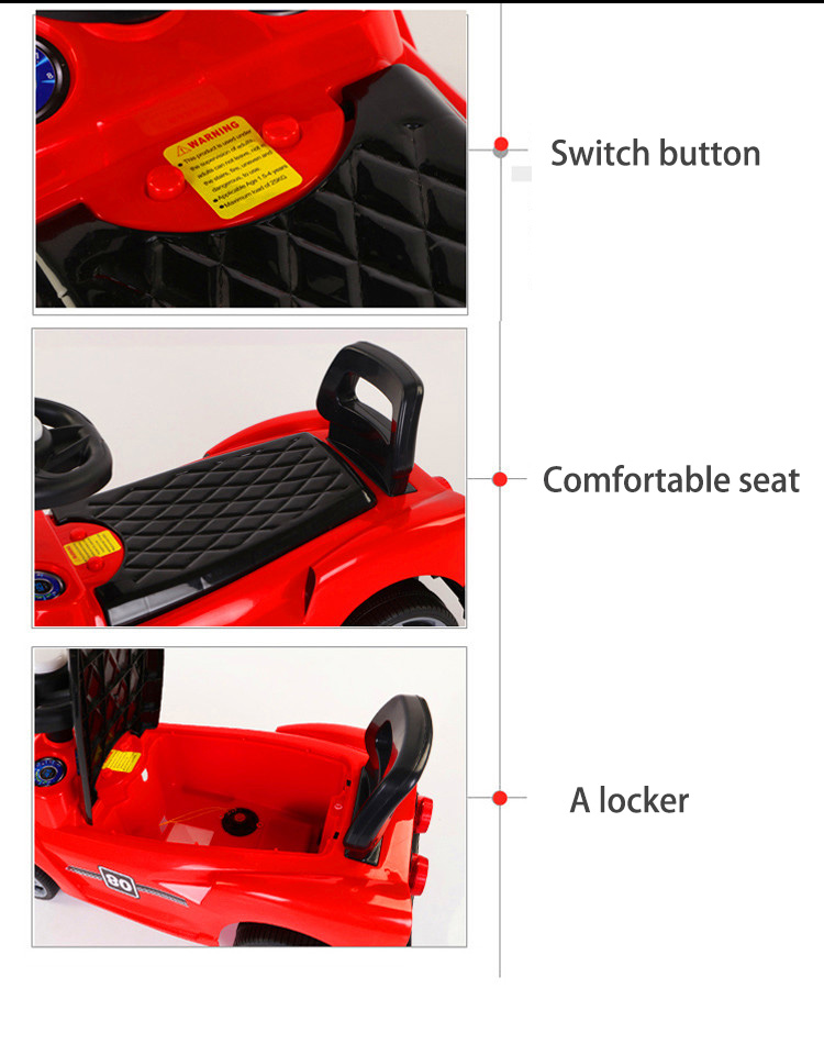 Music Switch Button One-Key Start-Stop Children's Scooter Balance Ride On Cute Swing Car