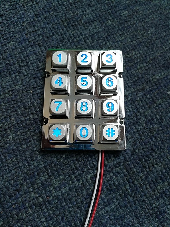Chinese cheapest 3X4 matrix die cast keypad with back blue led lighting