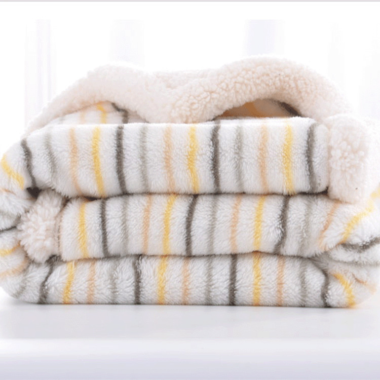 Fuzzy Warm Plush Fleece Throw Blanket Stripe Pattern Reversible Fleece Fluffy Blanket