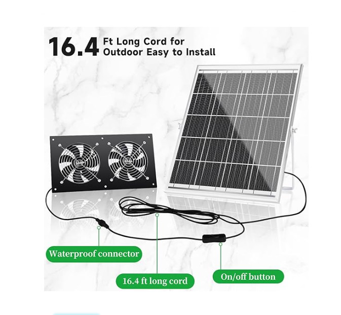 FTB20 Outdoor Solar Panel Kit Powered Exhaust Fan For Chicken Coop IP65 Waterproof