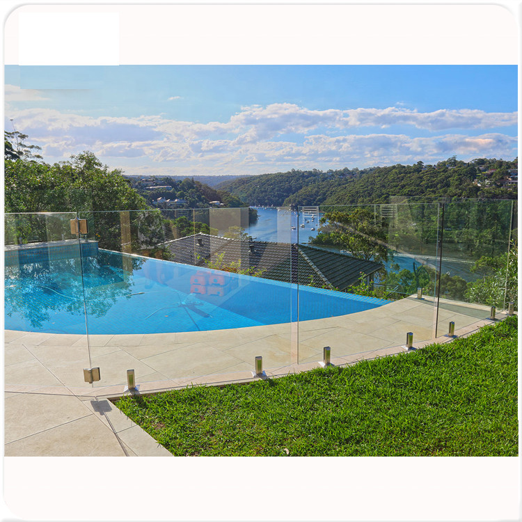 Aluminium Slat Safety glass fence panels , Swimming Pool Glass Fencing For Hotel Balcony