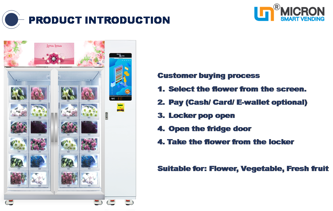 Max. 69 Flower Vending Machine Remote Controlled With Refrigeration System