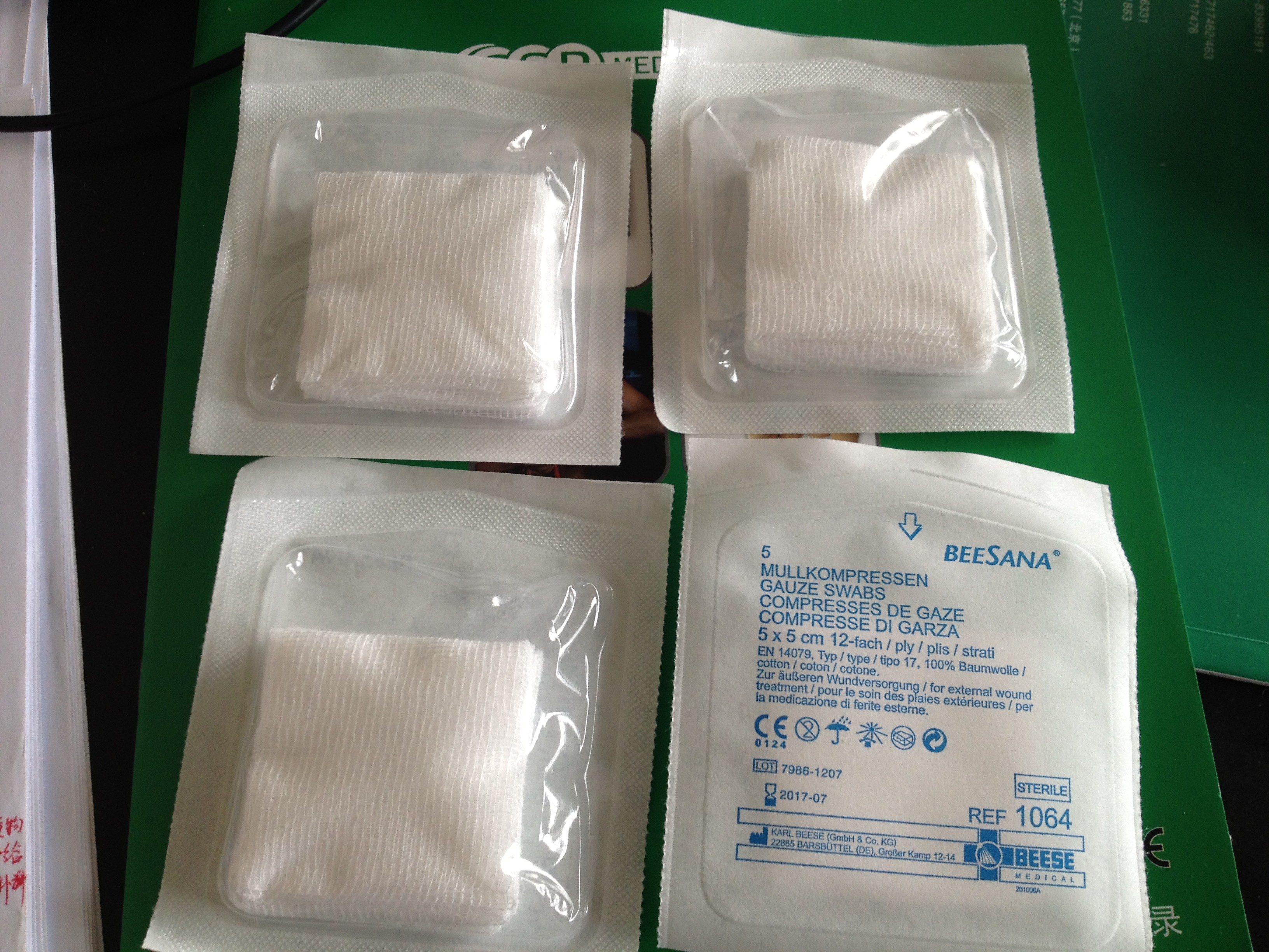 4x4 Non Sterile Medical Gauze For Wound Care Green Color High Absorbency