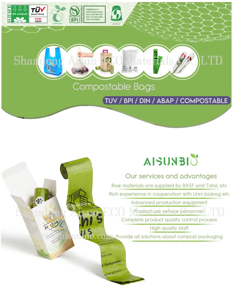 Custom Printed Compostable Dog Poop Bag Biodegradable Polythene Cornstarch