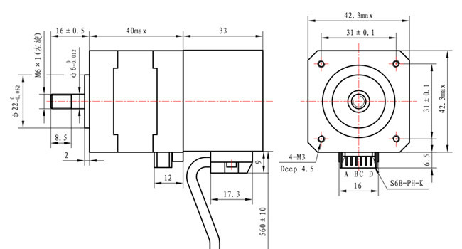 1.0A NEMA 17 Stepper Motor With Encoder 42*42*40mm 12V DC 4 Wires For Robot