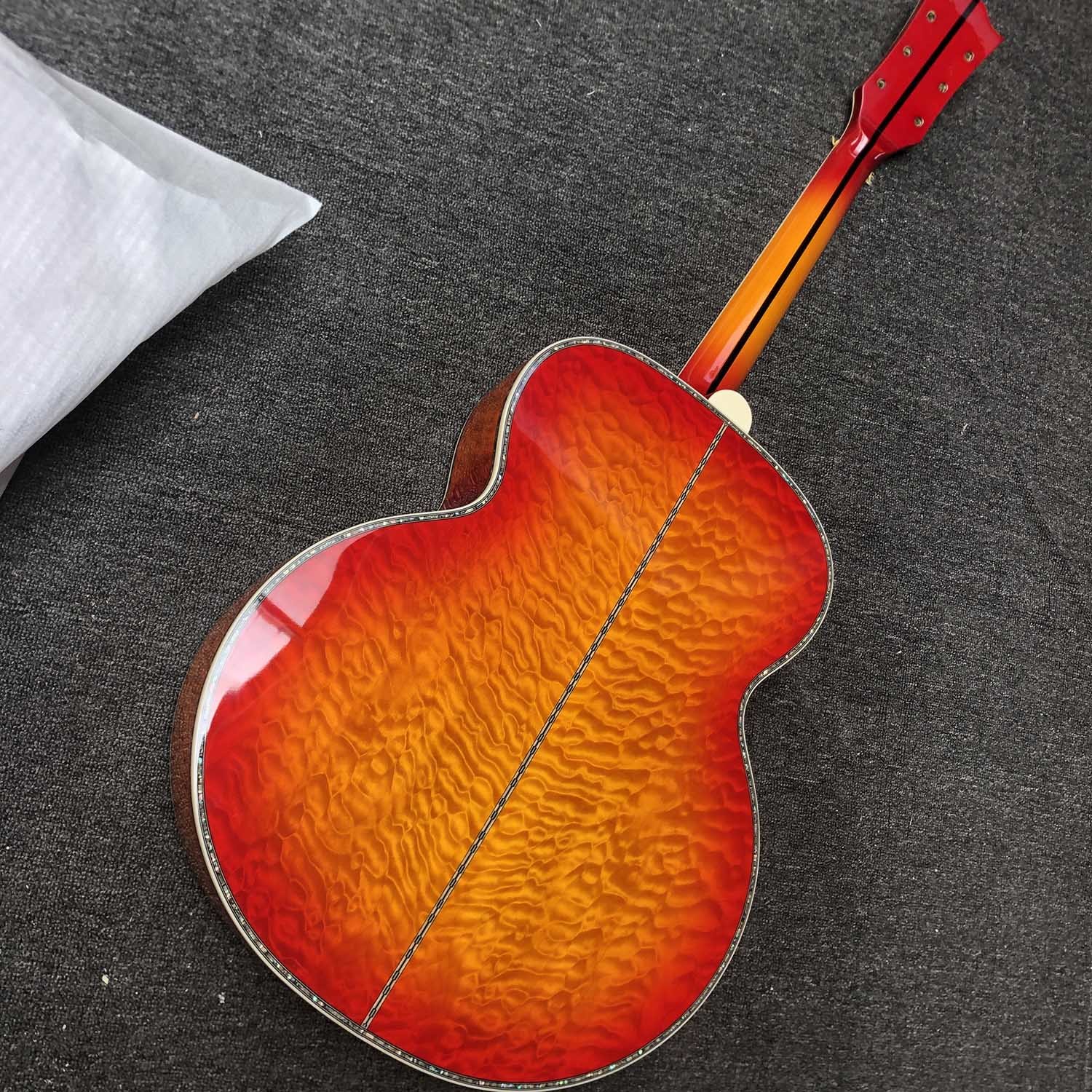 Custom Grand jumbo 43 inch J200 water ripple back side with kinds colors Acoustic Guitar life tree inlay neck, vintage