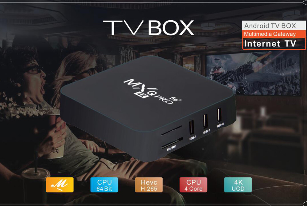 MXQ Pro Android 7.1 smart TV Box 2GB RAM 16GB ROM Amlogic S905W Chip 2.4G 5G WiFi 4K Google Youtube Media Player MXQ Set