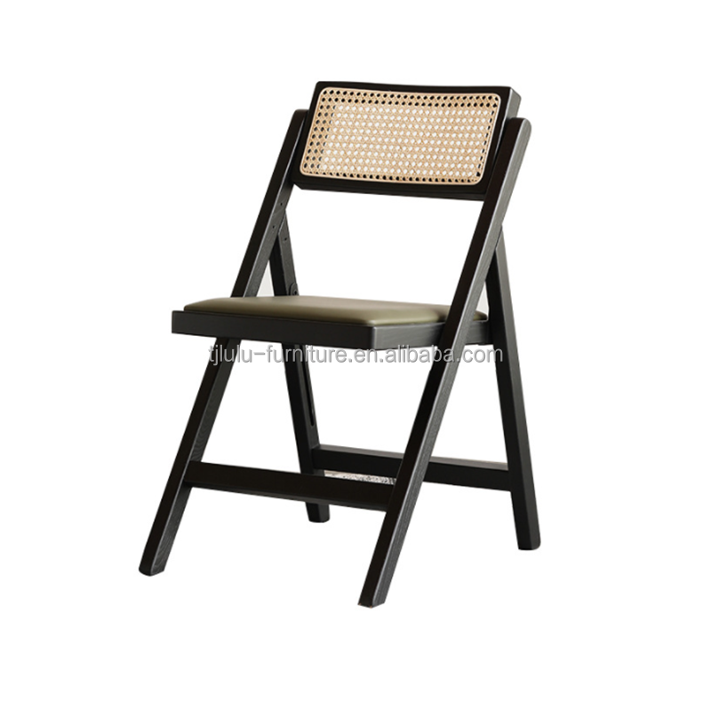 Solid Wood Rattan Frame Natual Rattan Dining Chair Folded Yes for Events in Modern Furniture Restaurant