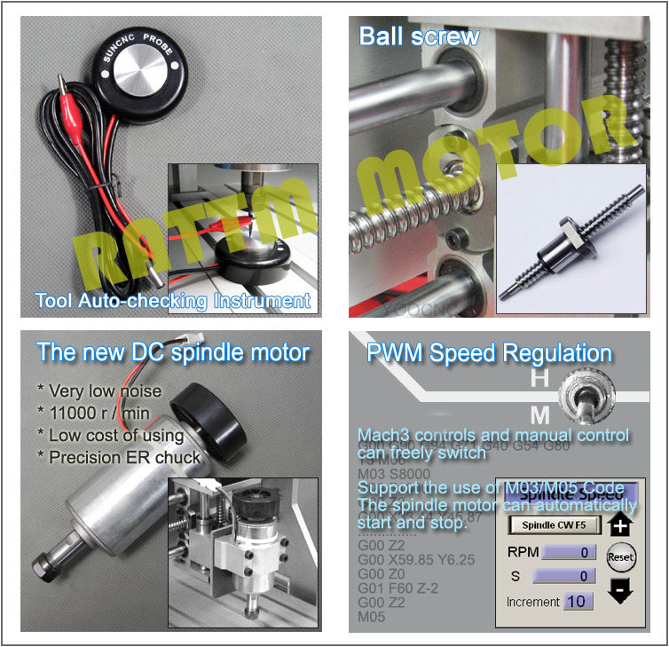 3 Axis 3040 CNC Engraving Machine 220V 500W with 1204 Ball Screw